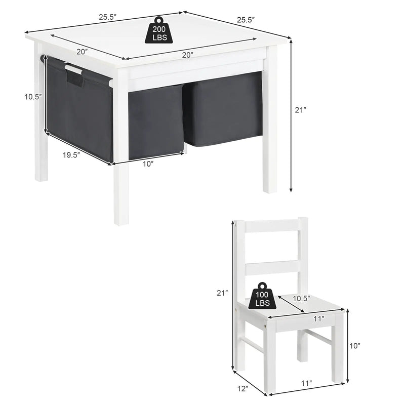 2-in-1 Kids Activity Table and 2 Chairs Set with Storage Building Block Table by DirectDeals
