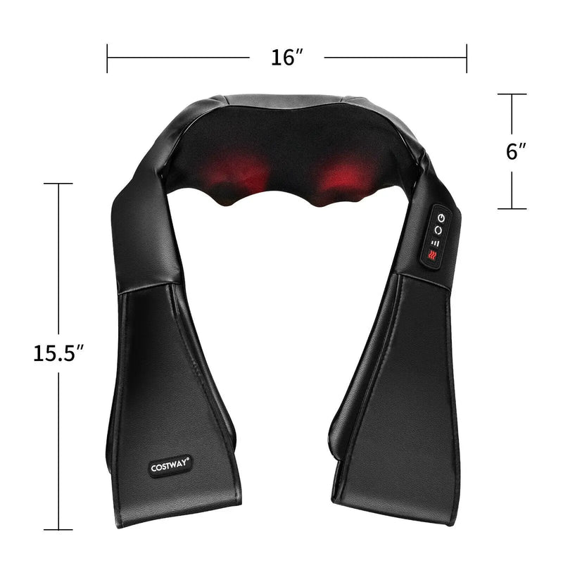 Shiatsu Neck Massager with Heat and Deep Tissue 3D-Kneading-Black by DirectDeals