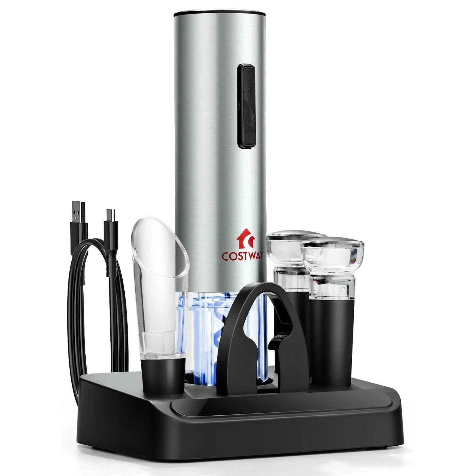 6-in-1 Electric Wine Bottle Opener Set with Foil Cutter by DirectDeals