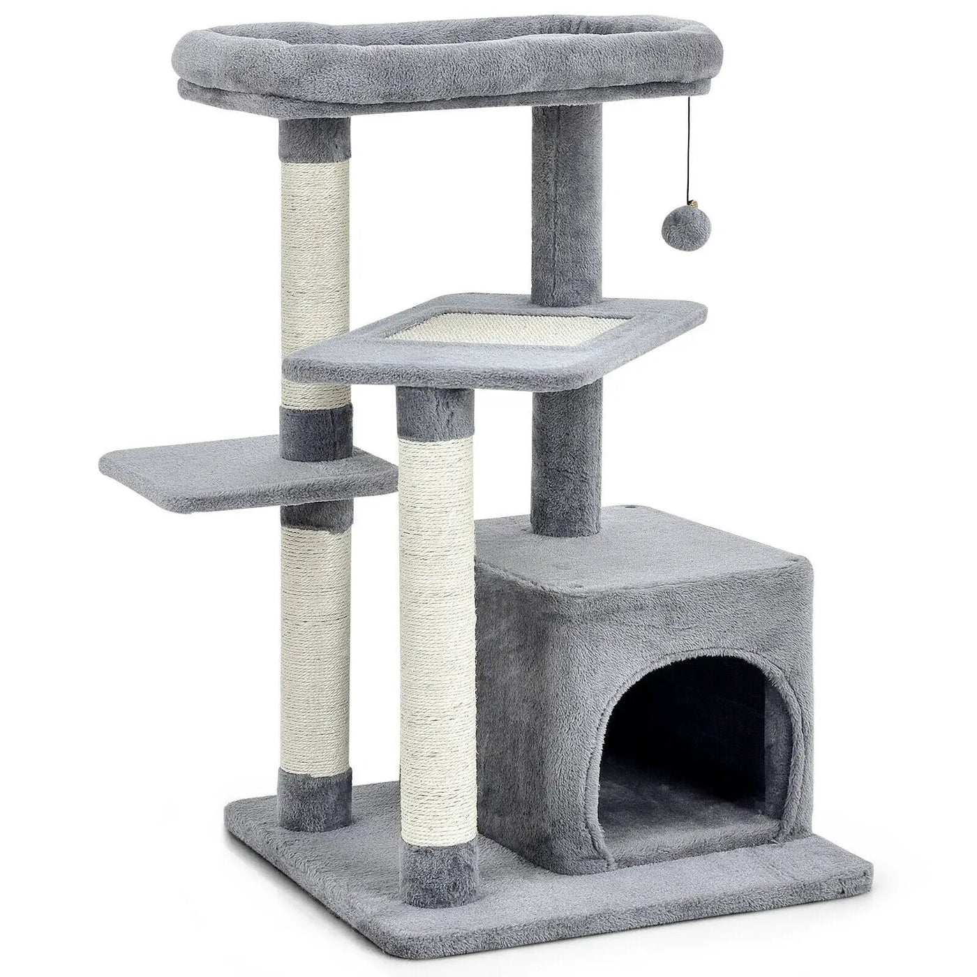 Cat Tree with Perch and Hanging Ball for Indoor Activity Play and Rest by DirectDeals