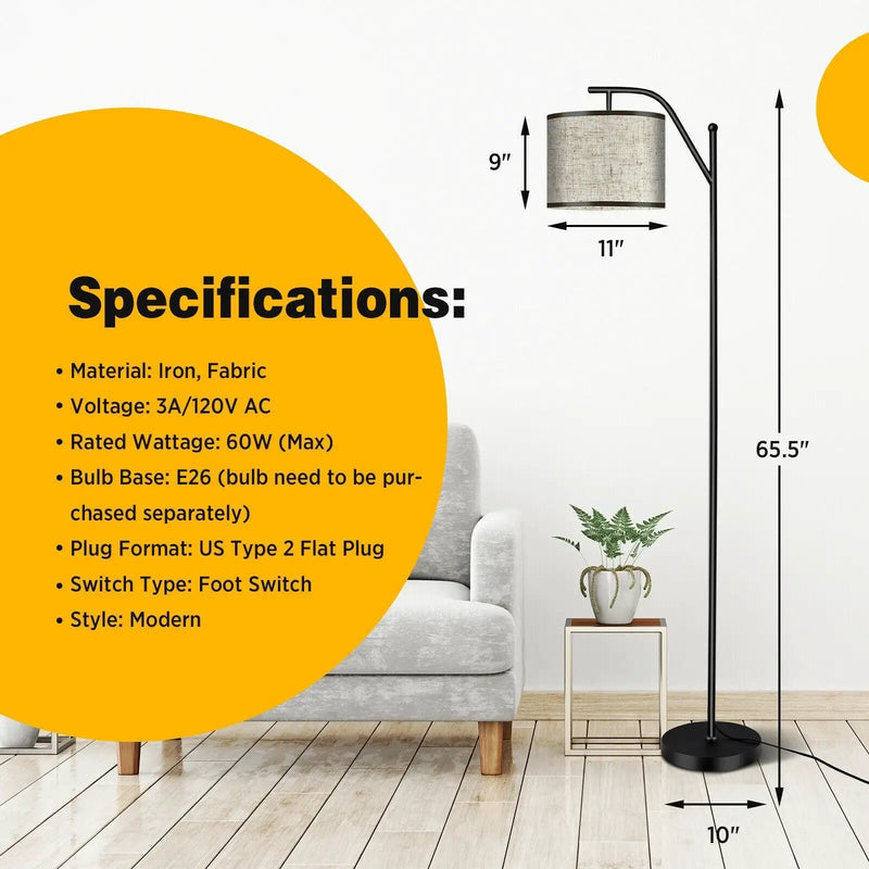 Standing Floor Lamp with Adjustable Head for Living Room and Bedroom by DirectDeals