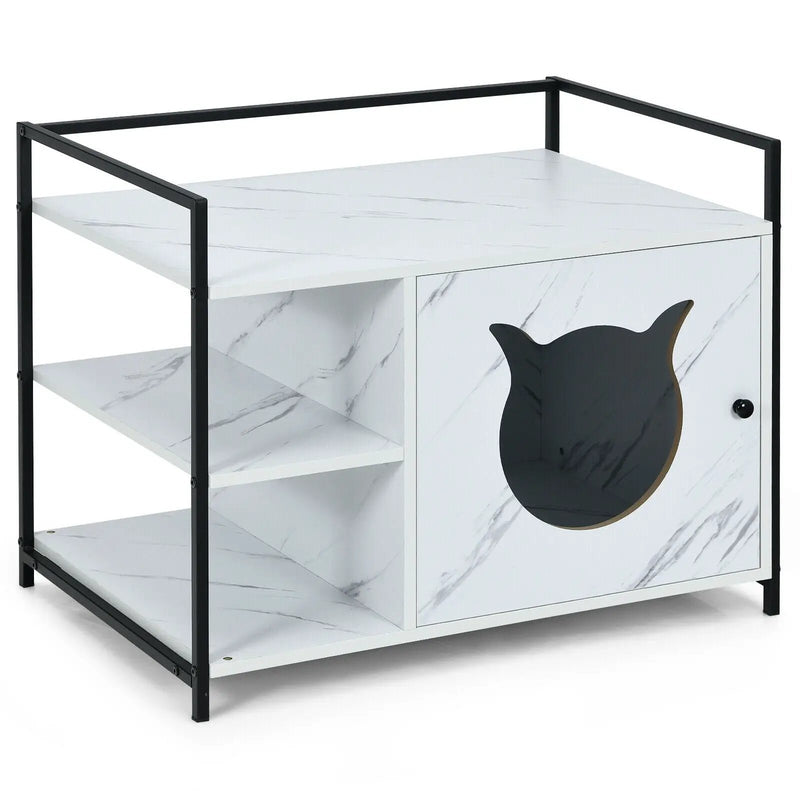 Enclosure Hidden Litter Furniture Cabinet with 2-Tier Storage Shelf by DirectDeals