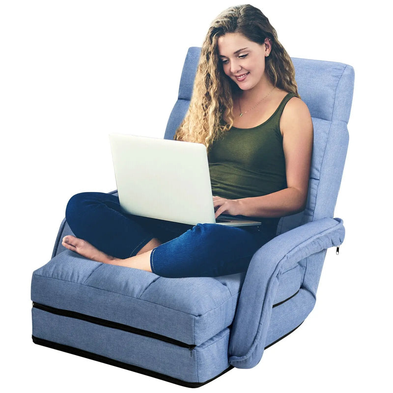Folding Lazy Floor Chair Sofa with Armrests and Pillow by DirectDeals