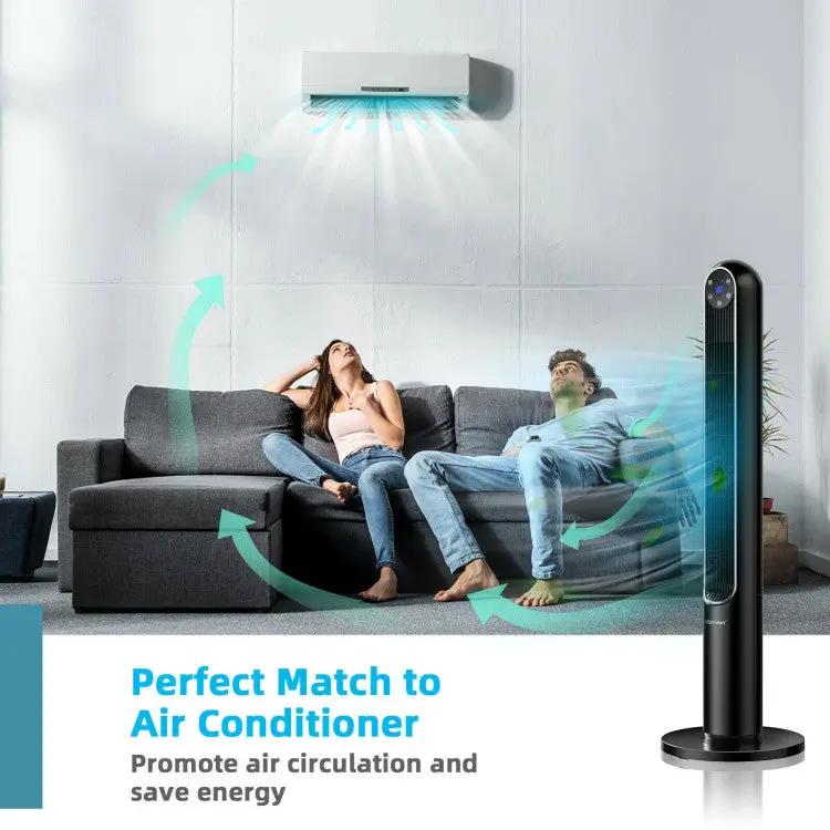 42 Inch 80 Degree Tower Fan with Smart Display Panel and Remote Control by DirectDeals