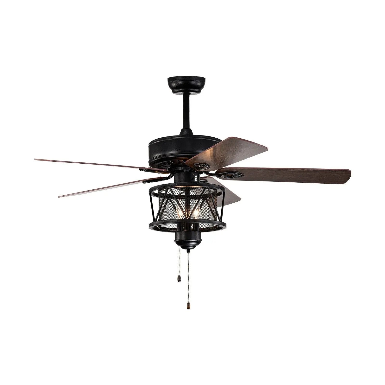 50 Inches Ceiling Fan with Lights Reversible Blades and Pull Chain Control-Black by DirectDeals