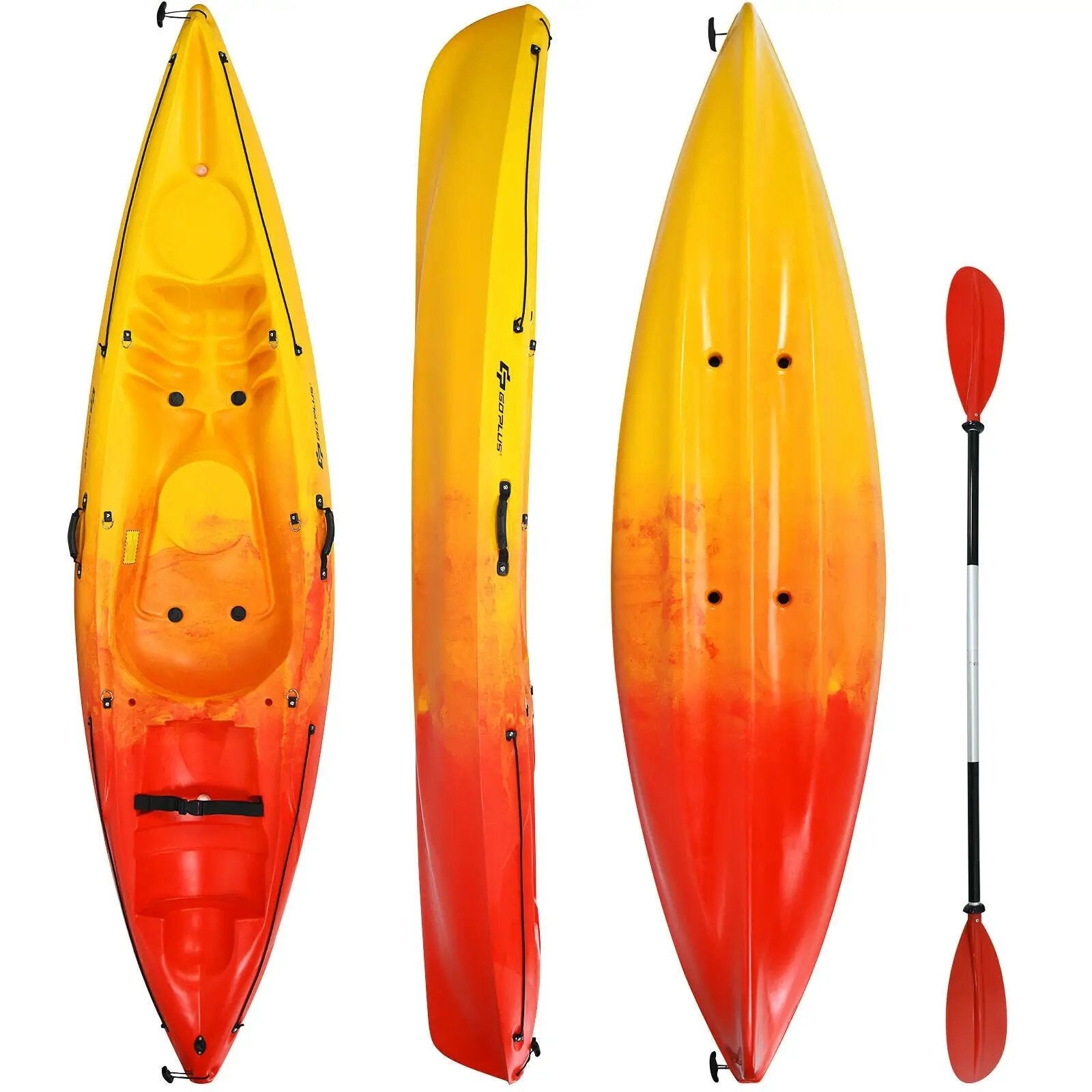 Single Sit-on-Top Kayak with Detachable Aluminum Paddle-Yellow by DirectDeals