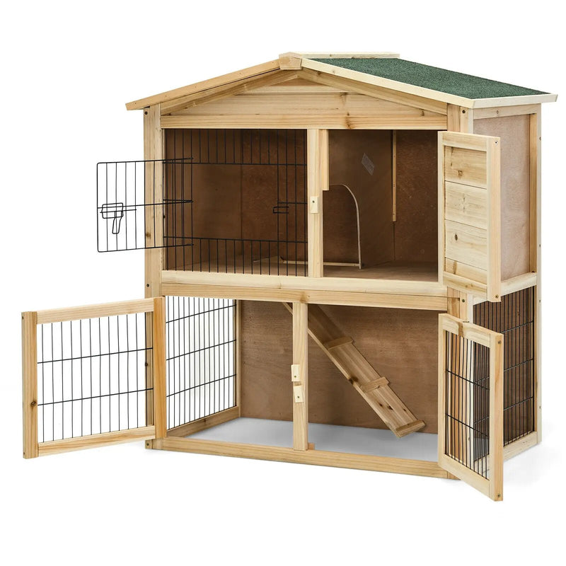 35 Inch Wooden Chicken Coop with Ramp by DirectDeals
