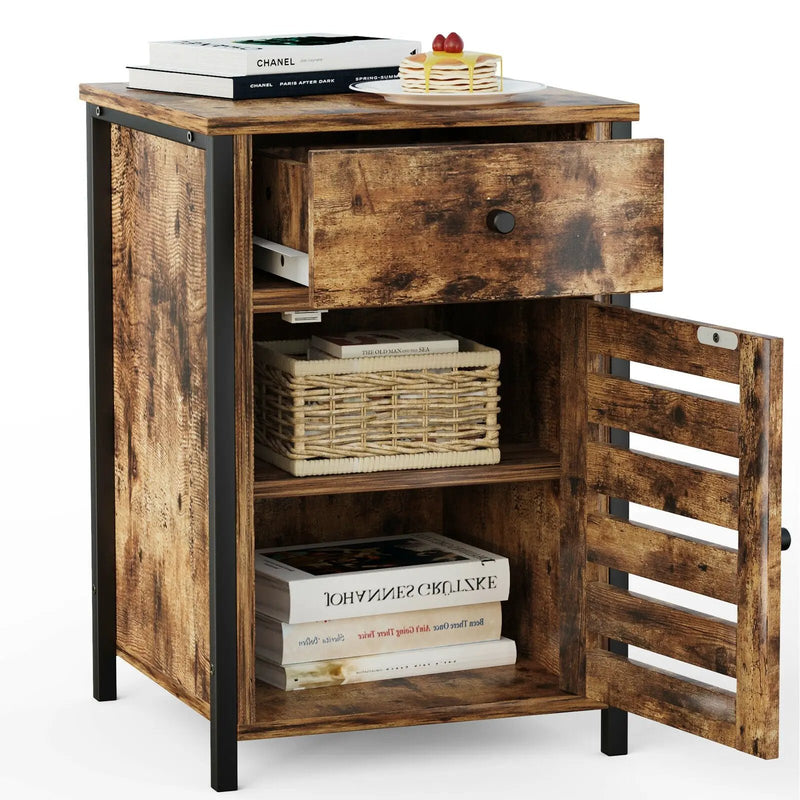 Industrial Nightstand with Drawer and Adjustable Shelf by DirectDeals