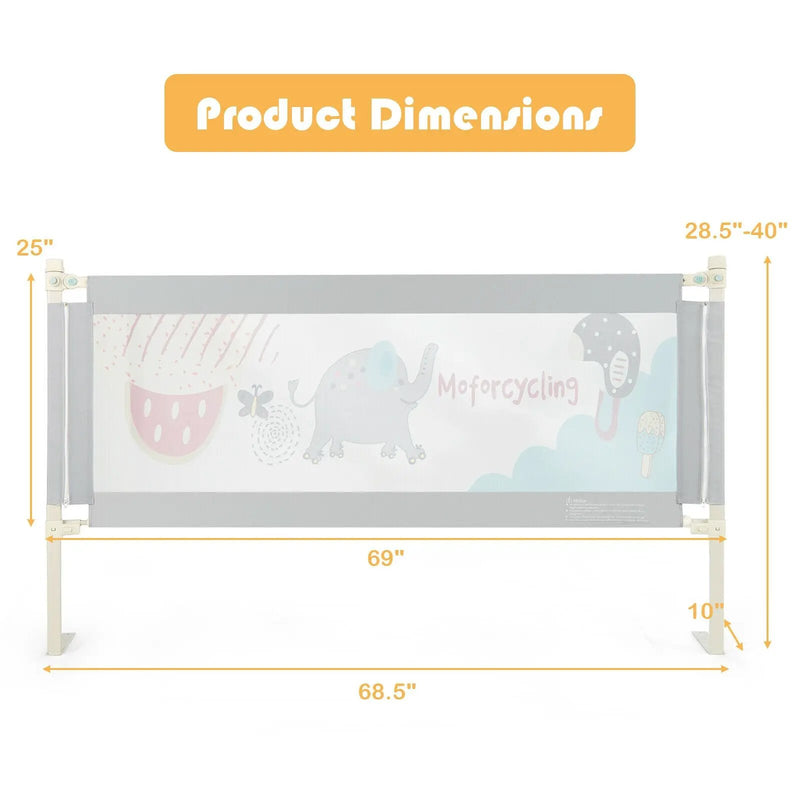 69 Inch Toddlers Vertical Lifting Baby Bedrail Guard with Lock by DirectDeals