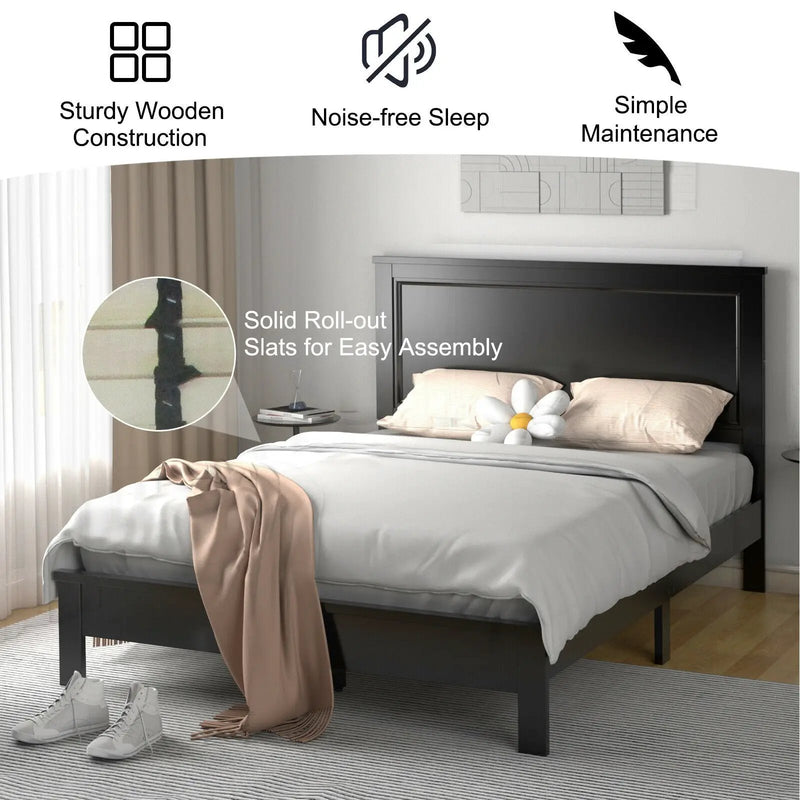 Full Size Platform Slat Bed Frame with High Headboard by DirectDeals
