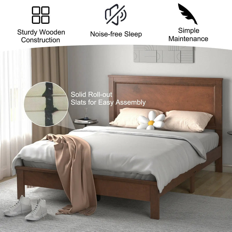 Full Size Platform Slat Bed Frame with High Headboard by DirectDeals
