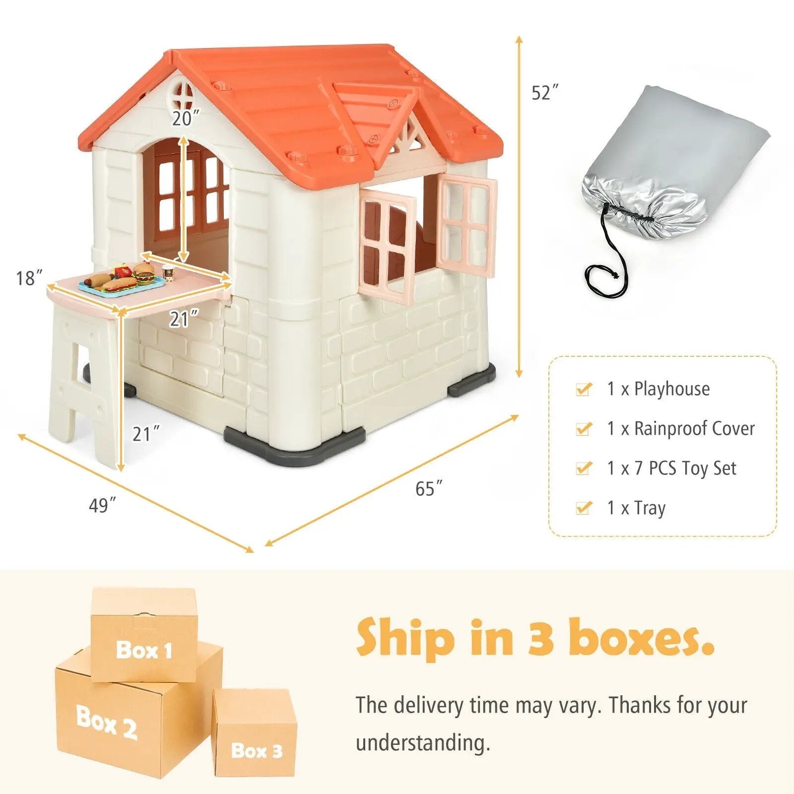 Kid’s Playhouse Pretend Toy House For Boys and Girls 7 Pieces Toy Set by DirectDeals