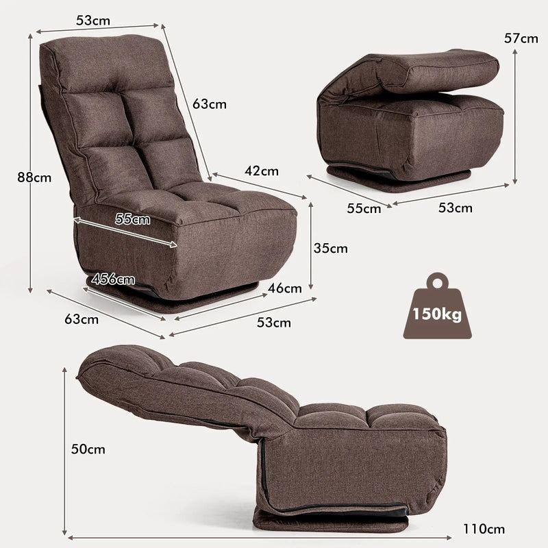360-Degree Swivel Folding Floor Chair with 6 Adjustable Positions by DirectDeals