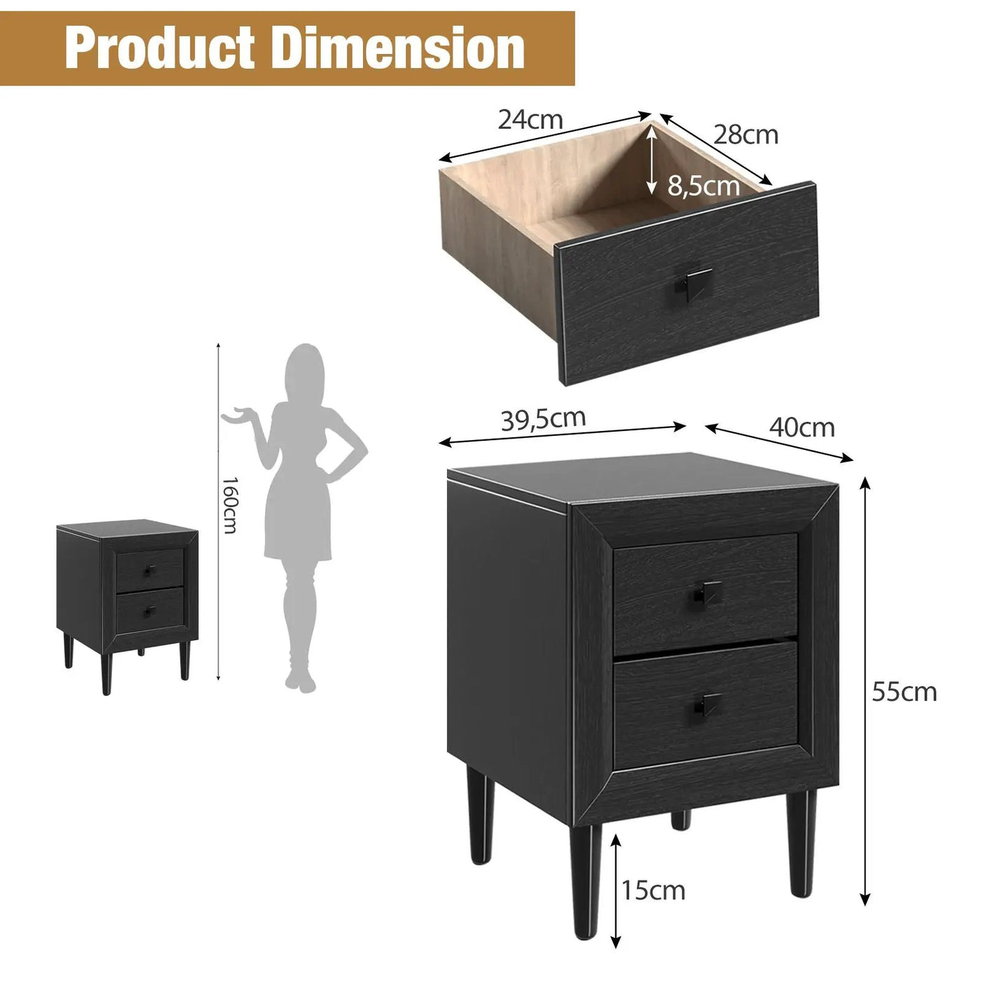 Multipurpose Retro Bedside Nightstand by DirectDeals
