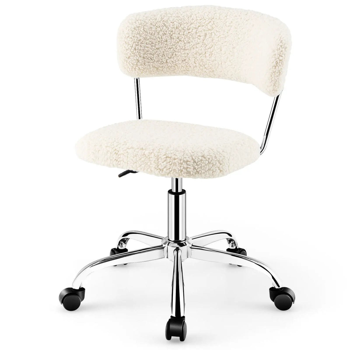 Computer Desk Chair Adjustable Sherpa Office Chair Swivel Vanity Chair by DirectDeals