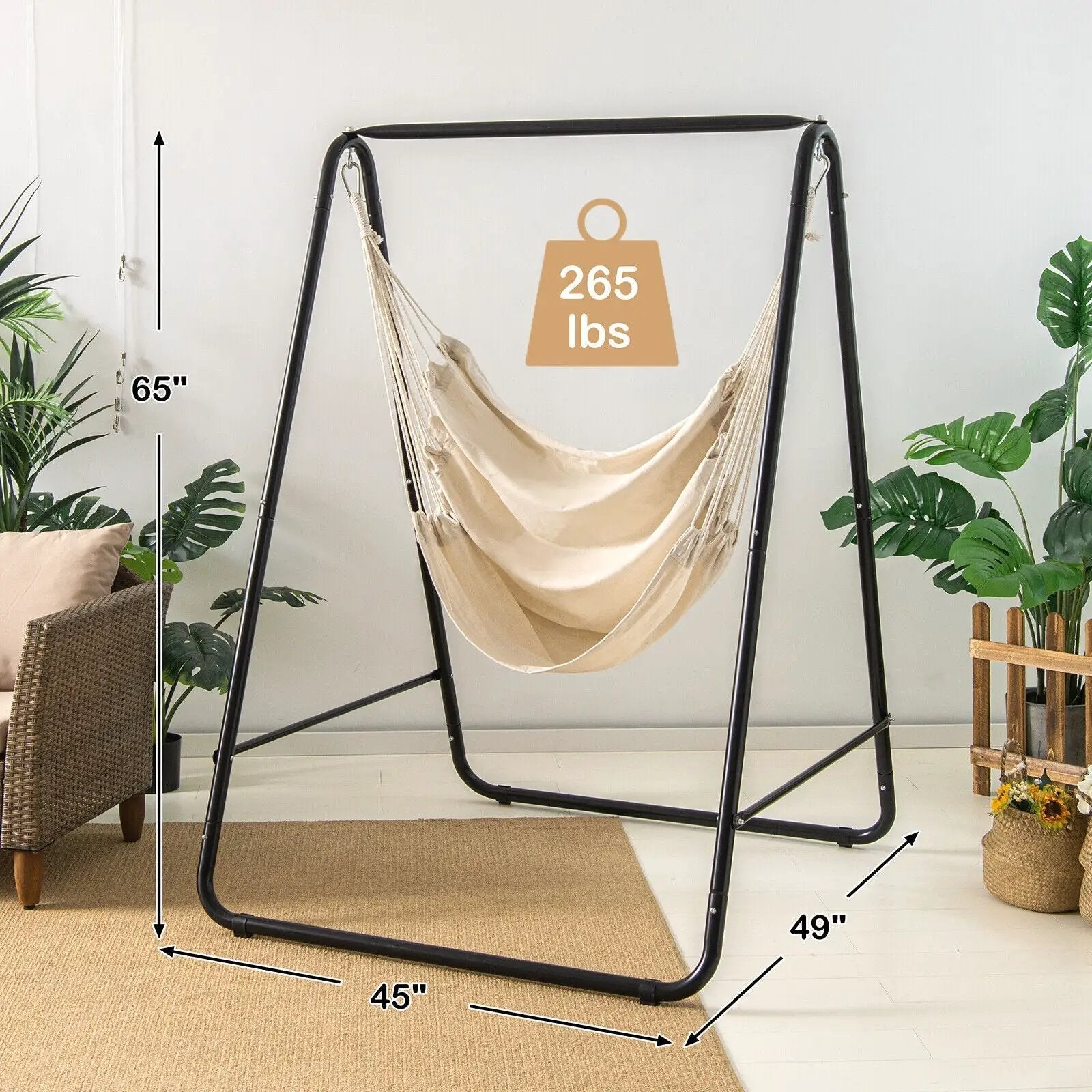Hanging Padded Hammock Chair with Stand and Heavy Duty Steel by DirectDeals