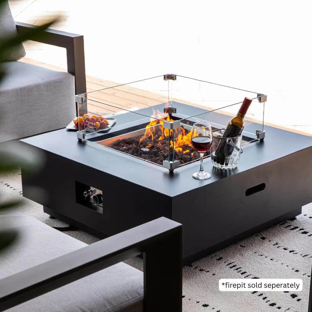 Ashton Fire Pit Tempered Clear Glass Wind Screen by EnvelorHome