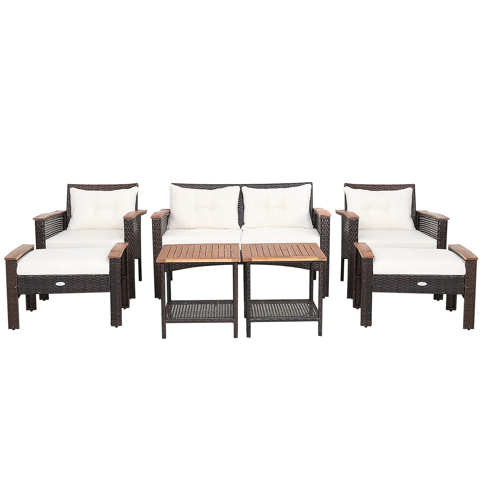 7 Pieces Patio Rattan Cushioned Conversation Furniture Set by DirectDeals