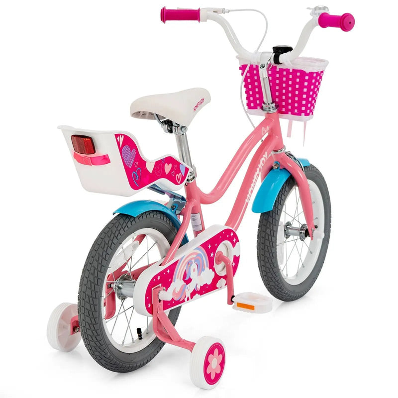 16 Inch Kids Bike with Training Wheels and Storage Basket by DirectDeals