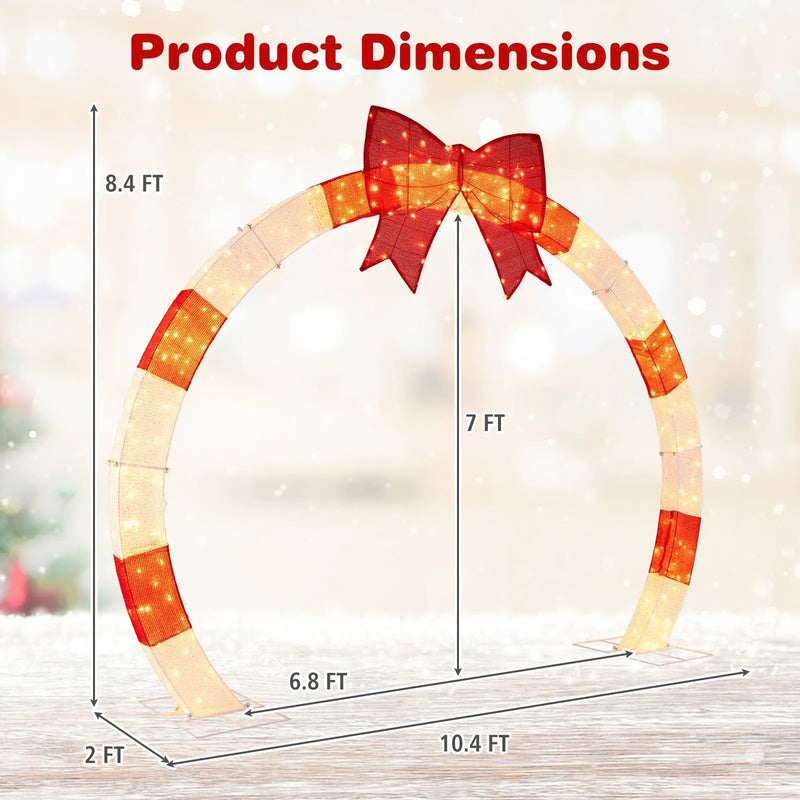 10.4 Feet Christmas Archway with Large Bow and LED Lights by DirectDeals