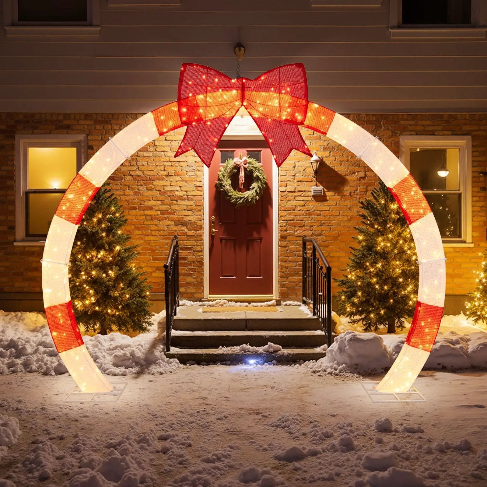 10.4 Feet Christmas Archway with Large Bow and LED Lights by DirectDeals
