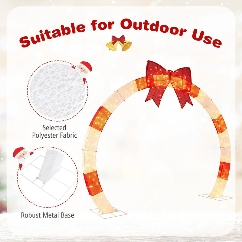 10.4 Feet Christmas Archway with Large Bow and LED Lights by DirectDeals