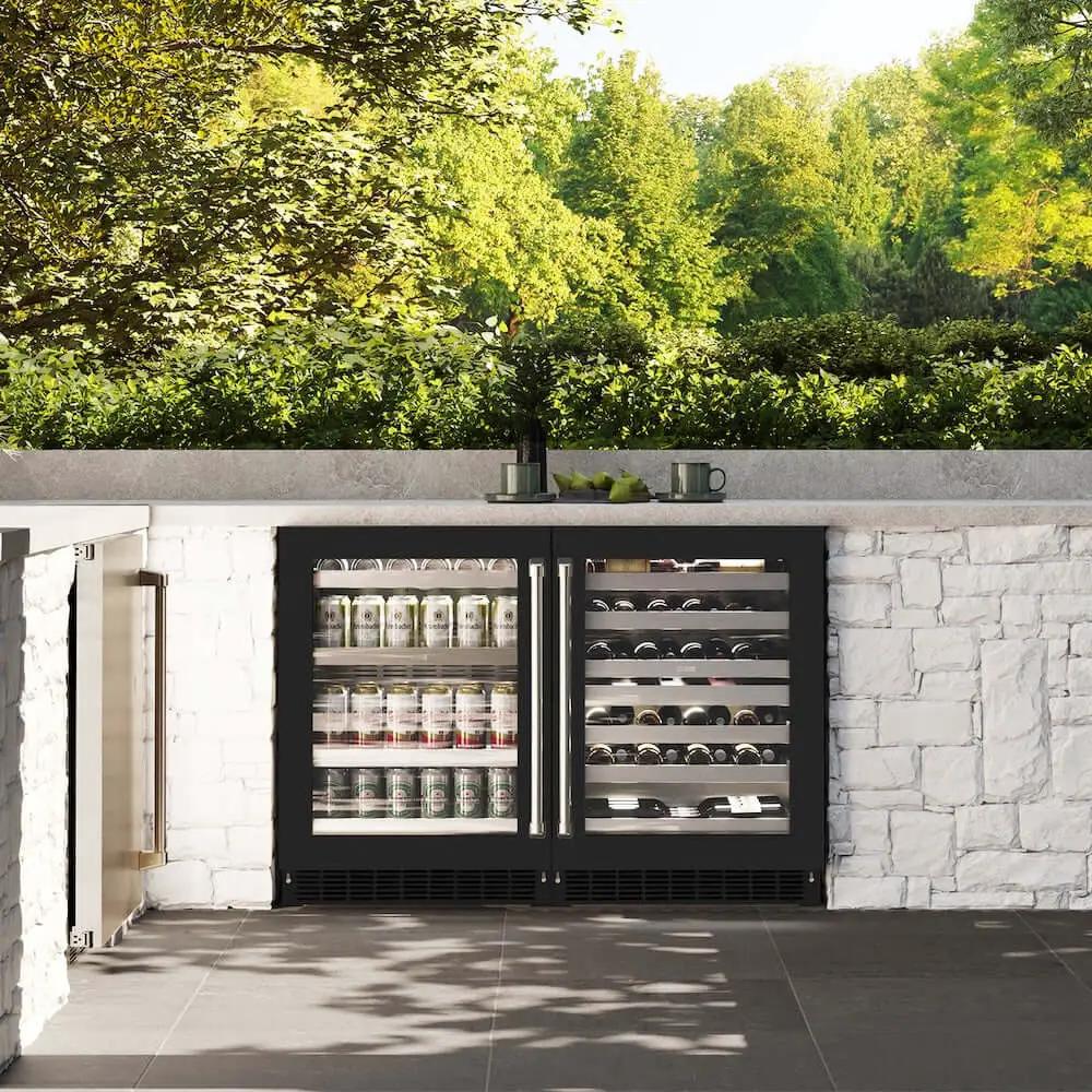 ZLINE 24" Touchstone 151 Can Beverage Fridge Black Matte Glass Door RBSO-BLM-24 by Farmhouse Kitchen and Bath