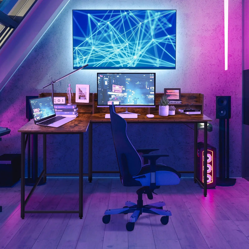 5.5 Inch L-shaped Computer Desk with Bookshelf by DirectDeals