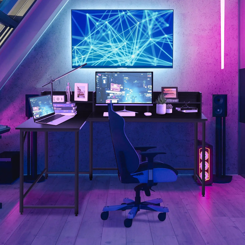 5.5 Inch L-shaped Computer Desk with Bookshelf by DirectDeals