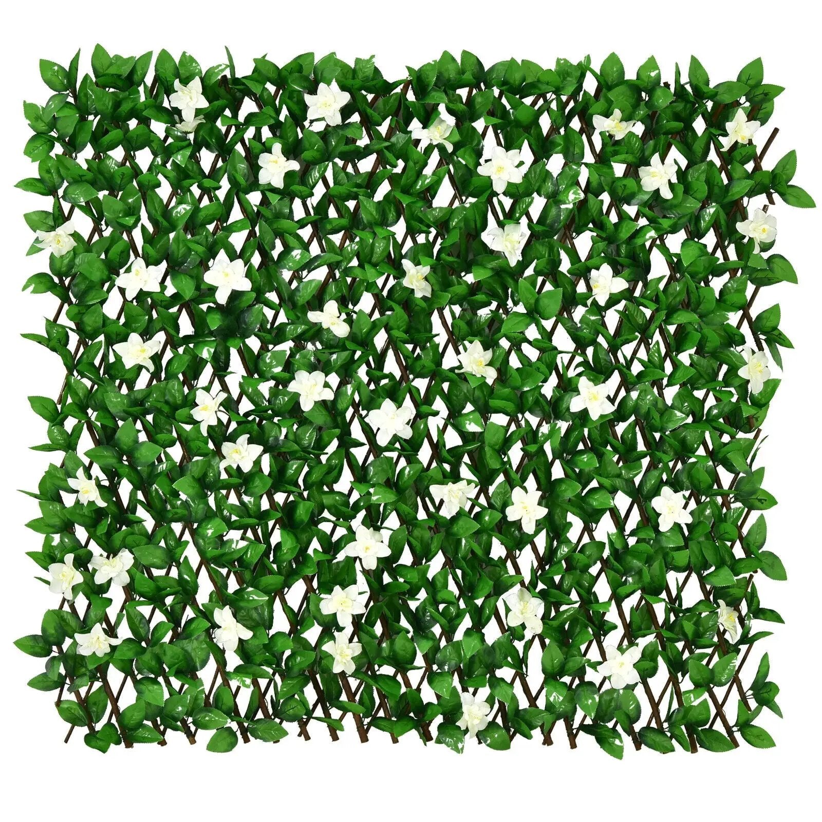 4 Pieces Expandable Faux Ivy Privacy Screen Fence Panel Pack with Flower by DirectDeals