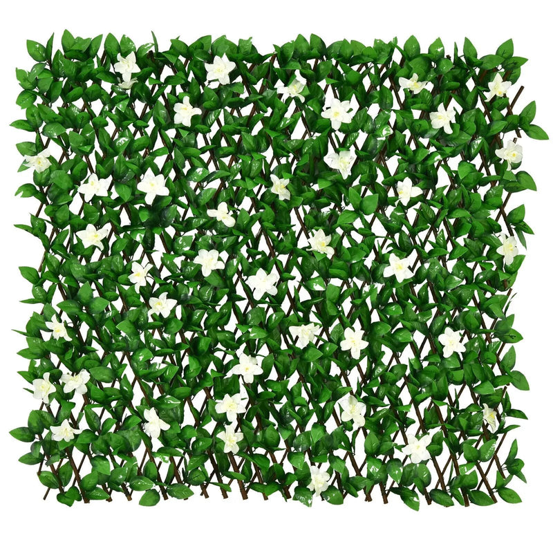 4 Pieces Expandable Faux Ivy Privacy Screen Fence Panel Pack with Flower by DirectDeals