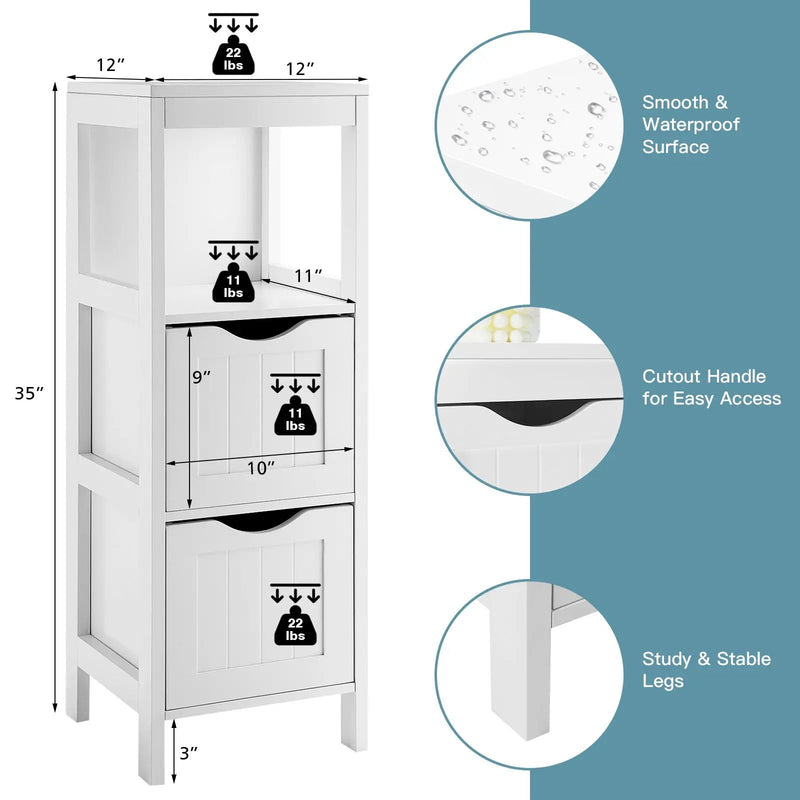 Freestanding Storage Cabinet with 2 Removable Drawers for Bathroom by DirectDeals