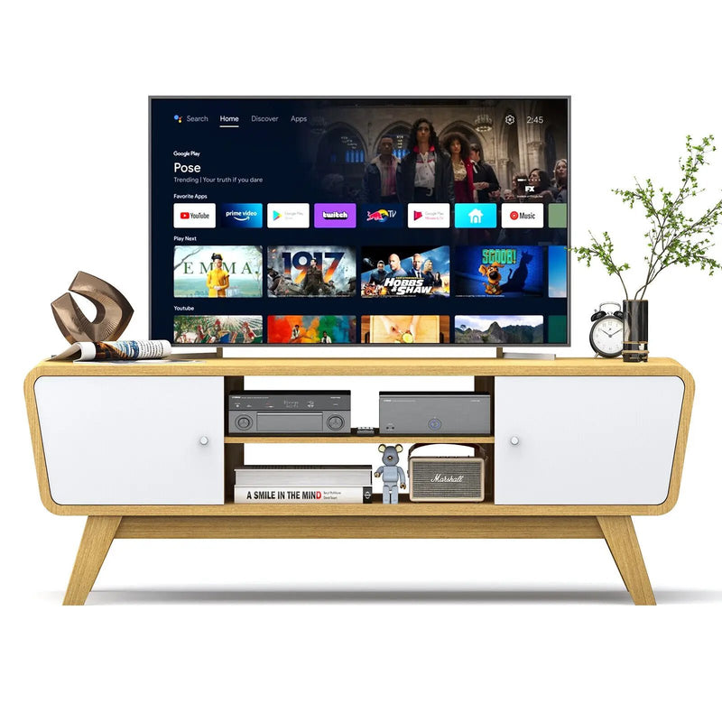 Sliding Door TV Stand with Adjustable Shelf for TVs up to 55 Inch by DirectDeals