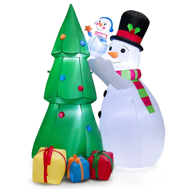 6 Feet Tall Inflatable Christmas Snowman and Tree Decoration Set with LED Lights by DirectDeals