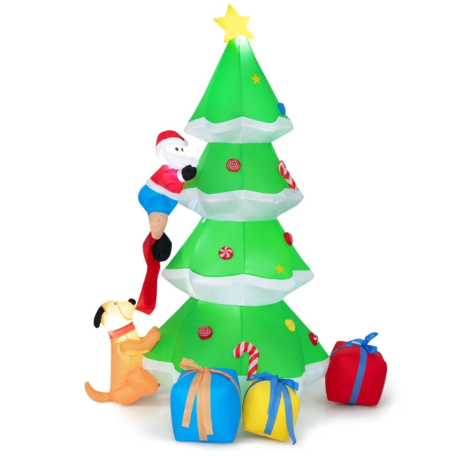 7 Feet Inflatable Christmas Tree with Santa Claus and Dog by DirectDeals