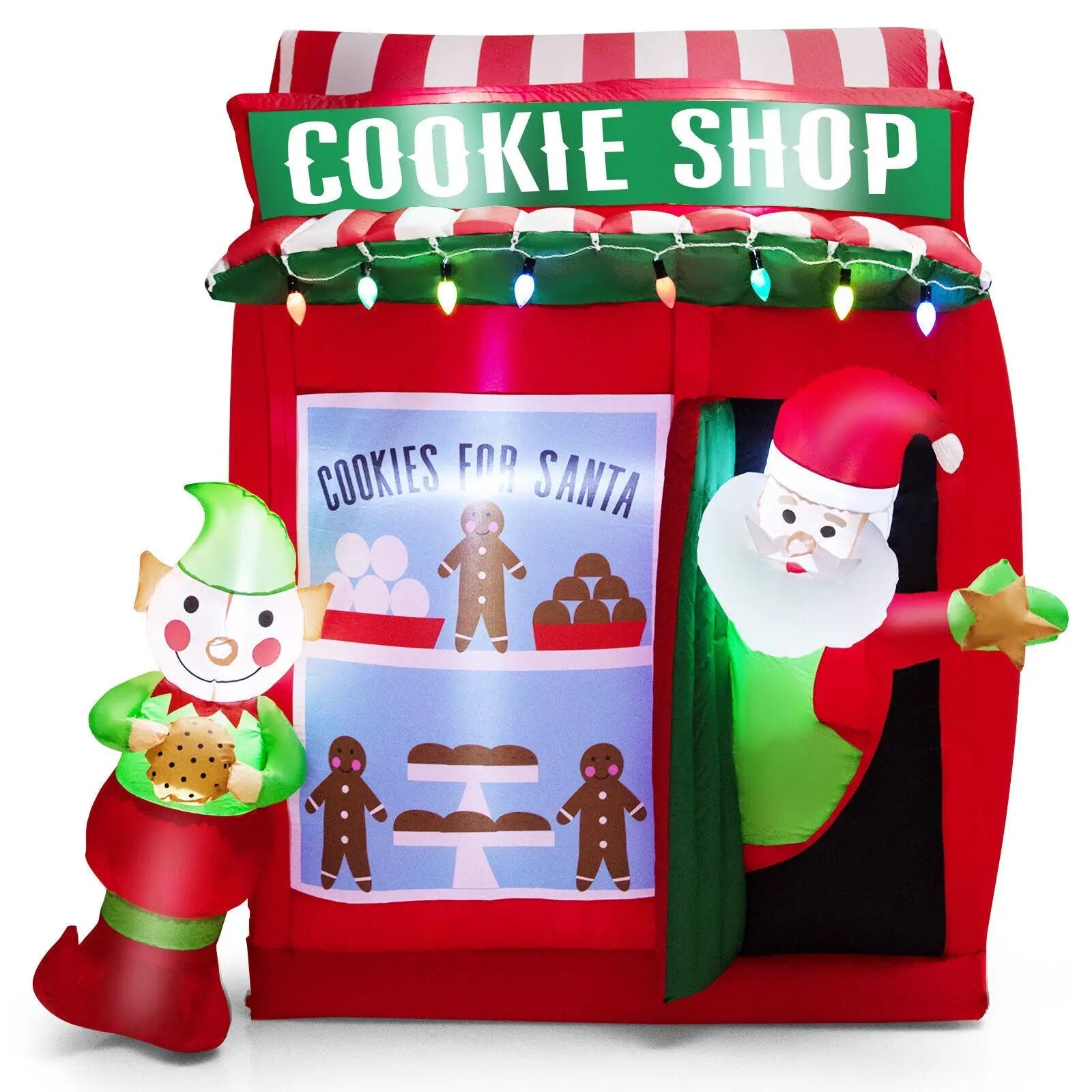 6.3 Feet Inflatable Gingerbread Cookie Shop with Santa Claus by DirectDeals