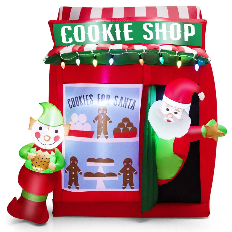 6.3 Feet Inflatable Gingerbread Cookie Shop with Santa Claus by DirectDeals