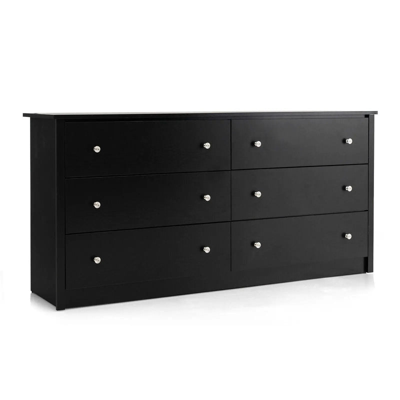 Freestanding 6-Drawer Dresser with Mental Knobs for Bedroom by DirectDeals