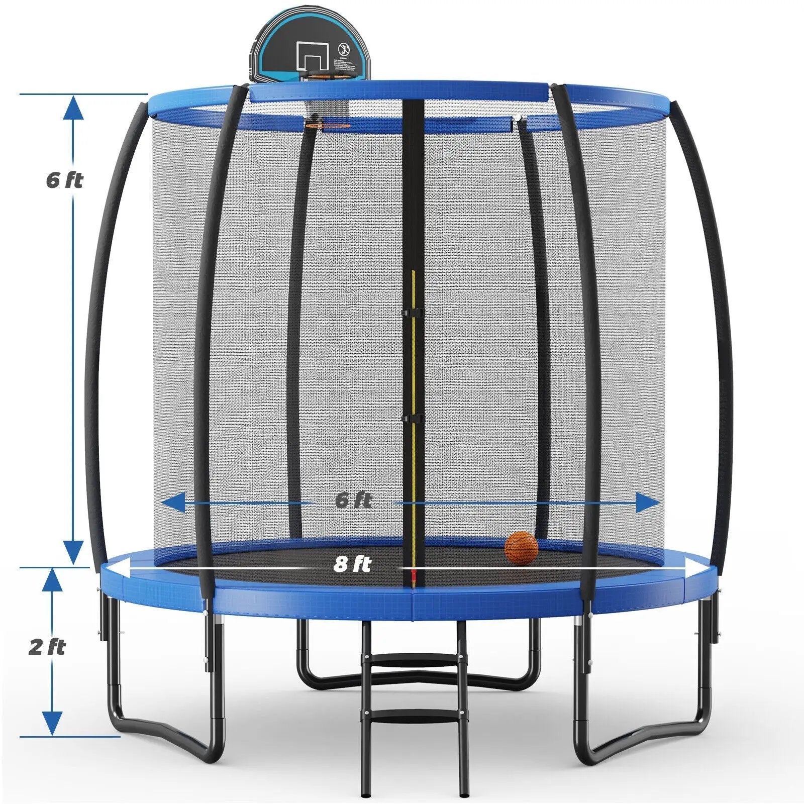 8/10 Feet Recreational Trampoline with Basketball Hoop by DirectDeals