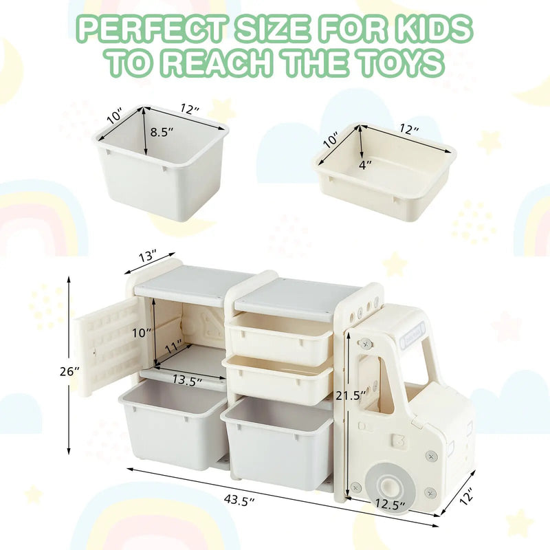 Toddler Truck Storage Organizer with Plastic Bins by DirectDeals
