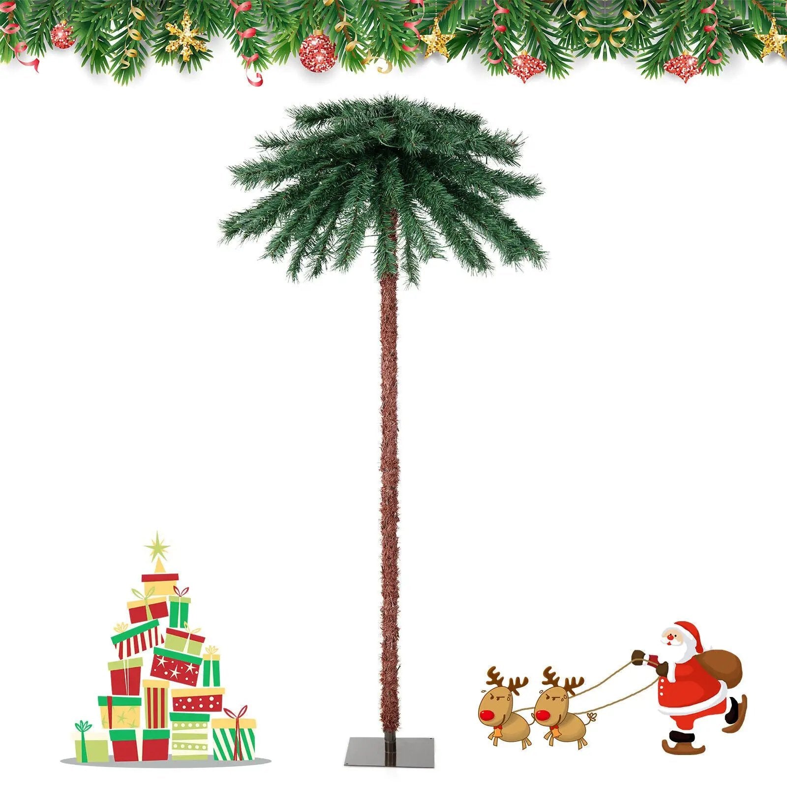 6 Feet Pre-Lit Artificial Tropical Christmas Palm Tree with 210 Multi-Color Lights by DirectDeals