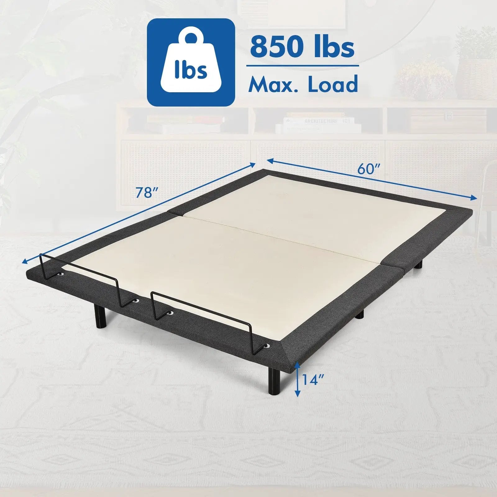 Queen Size Adjustable Bed Base Electric Bed Frame with Massage Modes by DirectDeals