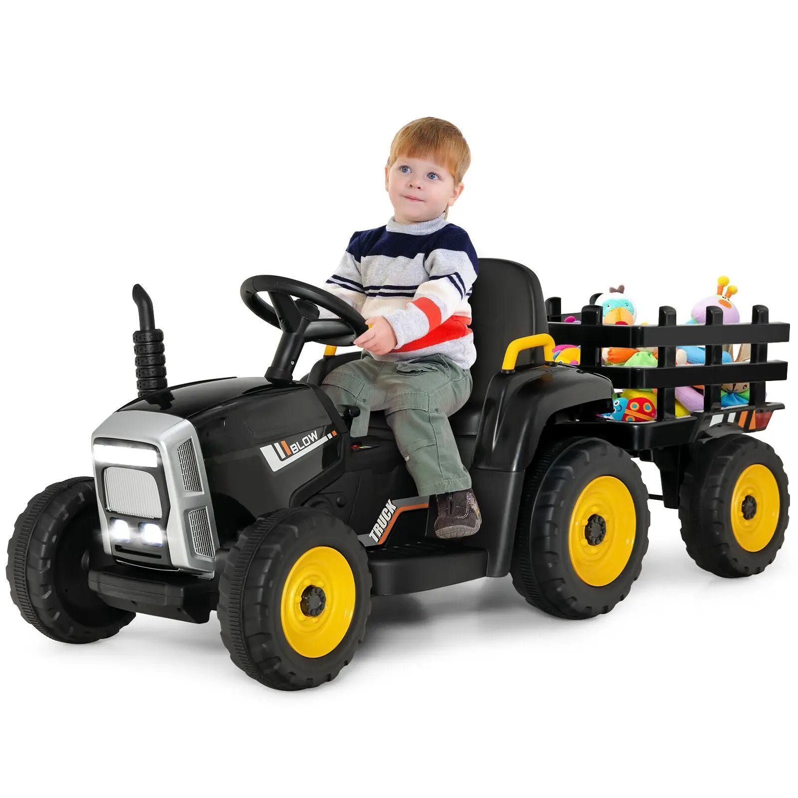 12V Ride on Tractor with 3-Gear-Shift Ground Loader for Kids 3+ Years Old by DirectDeals