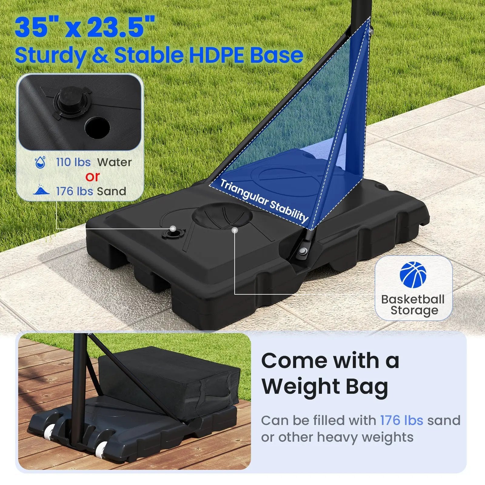 Portable Basketball Hoop Outdoor Basketball Goal System Adjustable for Kids Teens Adults by DirectDeals