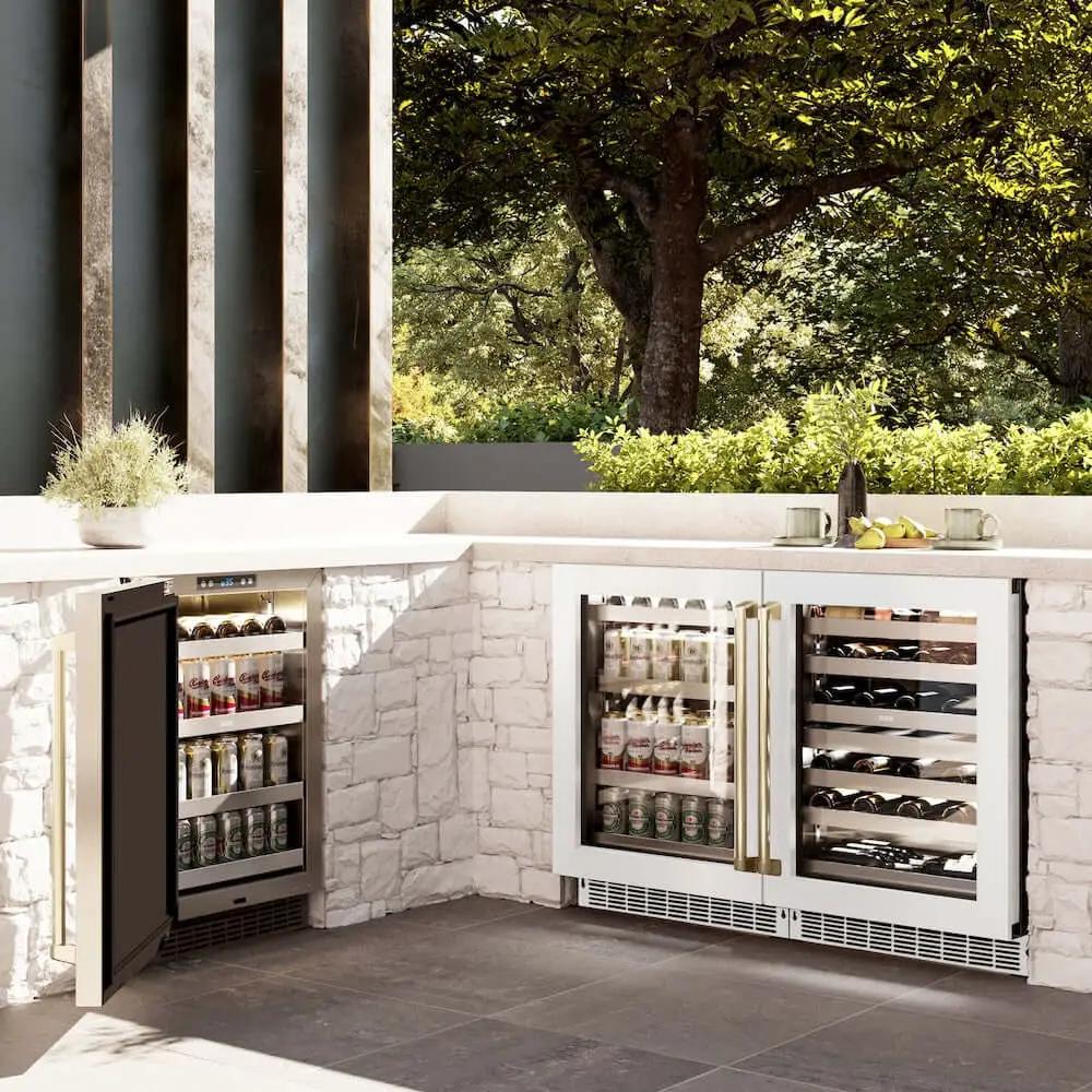 ZLINE 24" Touchstone 151 Can Beverage Fridge White Matte Glass Door Matte Black Handle RBSOZ-WM-24-MB by Farmhouse Kitchen and Bath