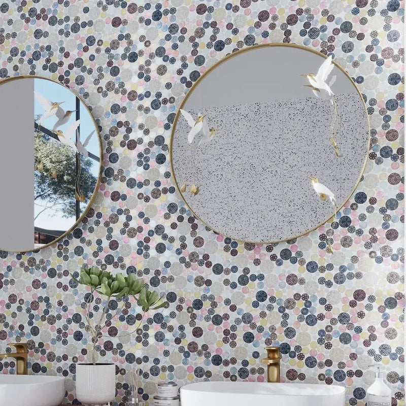 Multicolor 12x12 Glossy Textured Bubble Glass Resin Mosaic Tile (5 pack, 5 sq ft/case) by Apollo Tile