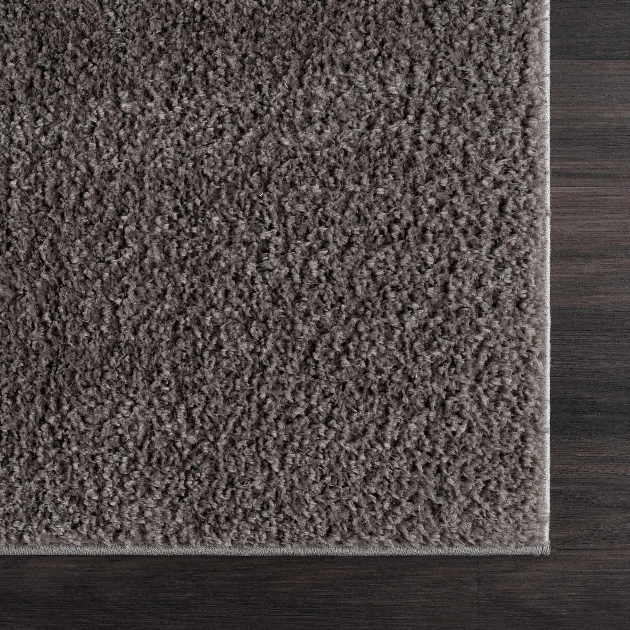 Judy Solid Dark Gray Washable Shag Rug - Clearance by Boutique Rugs