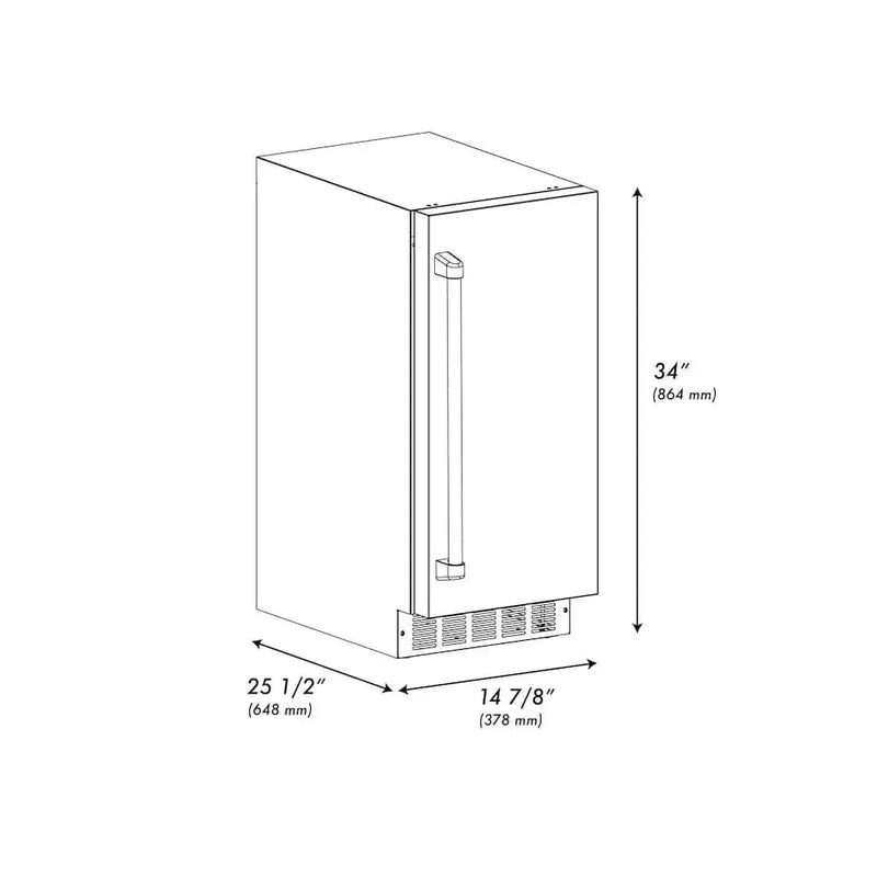 ZLINE 15" Touchstone Clear Cube Ice Maker Drain Pump Solid Stainless Steel Door ICCD-ST-15 by Farmhouse Kitchen and Bath