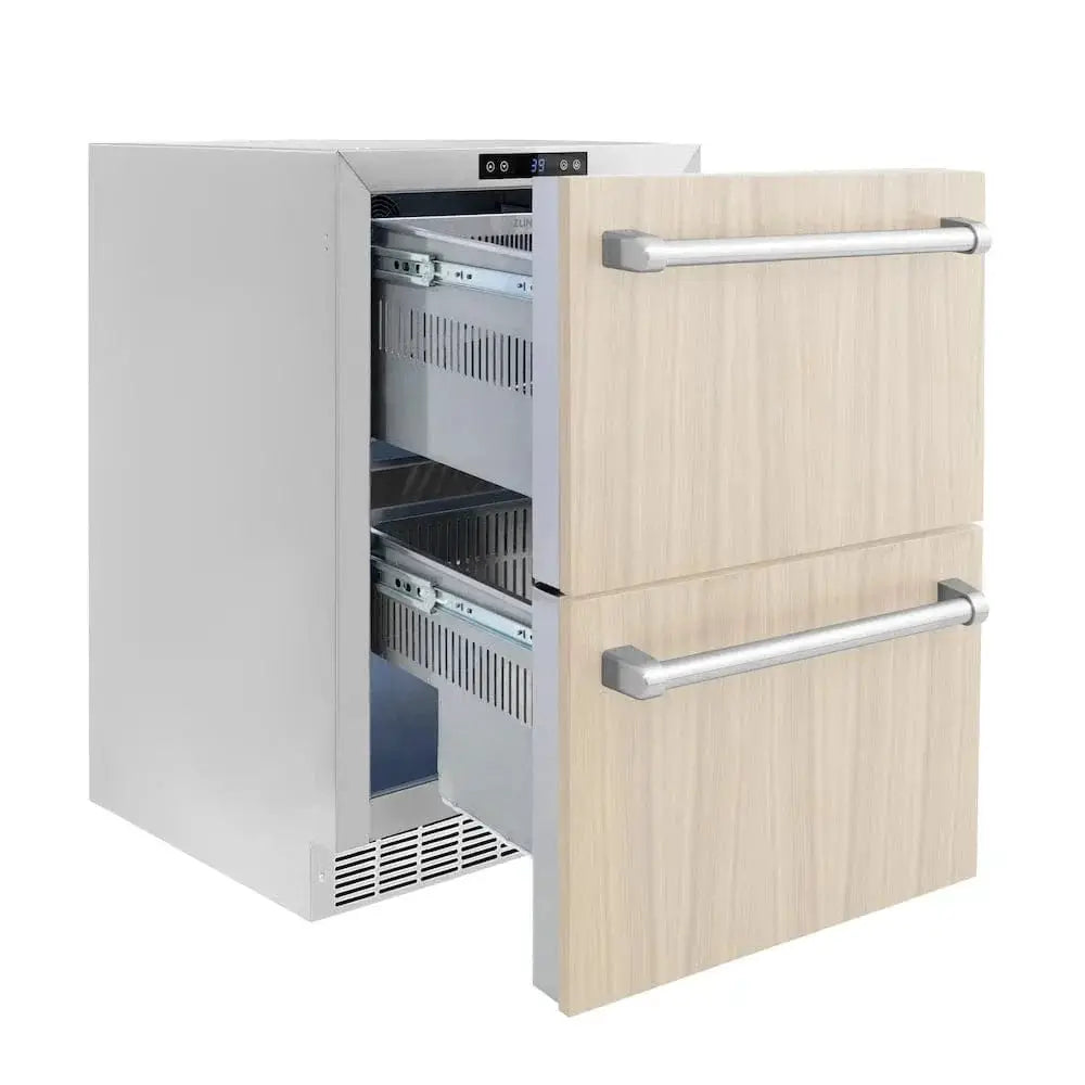 ZLINE 24" Touchstone 168 Can Outdoor-Rated Dual Refrigerator Drawer, Panel Ready, RDSPO-24 by Farmhouse Kitchen and Bath