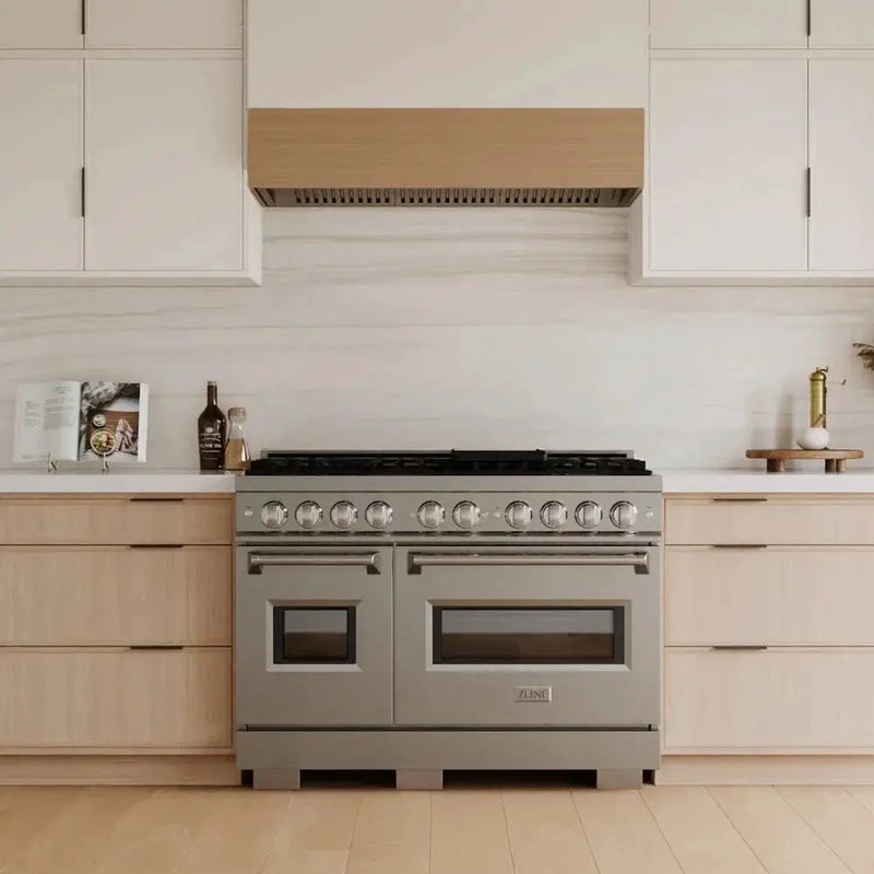 ZLINE 48" Dual Fuel Range, Gas Cooktop, Electric Convection Oven Stainless Steel, CDR48 by Farmhouse Kitchen and Bath